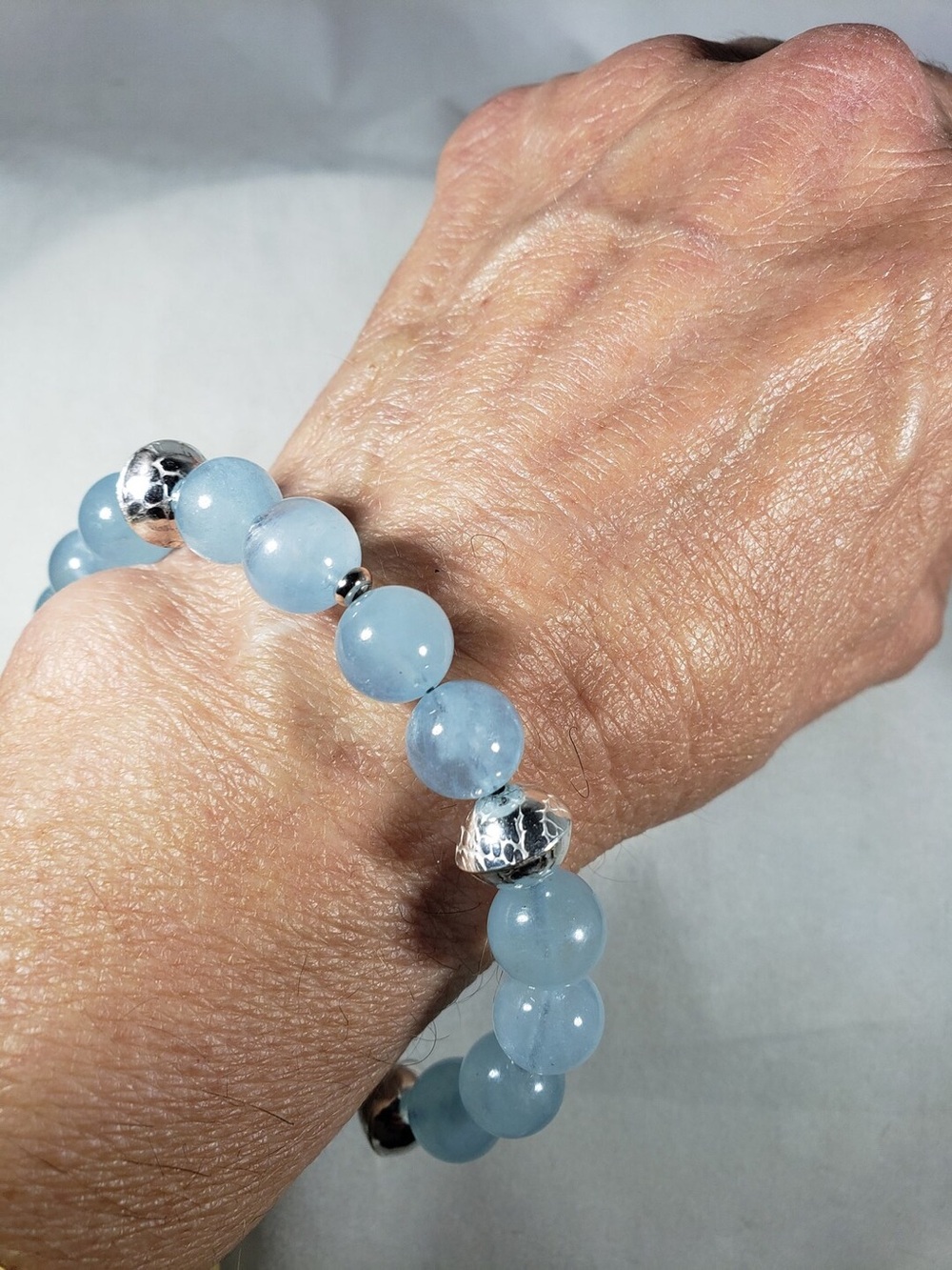 Doug Paulus Light Blue Aquamarine Bracelet with Silver Accents